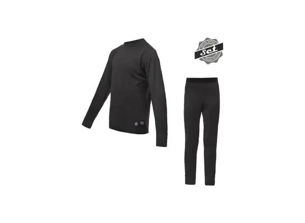 Sensor Merino Active set juniorské triko dlouhý rukáv + kalhoty černá